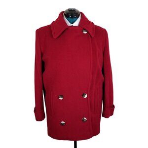 Central Park New York Womens Red Wool Peacoat Double-Breasted Large